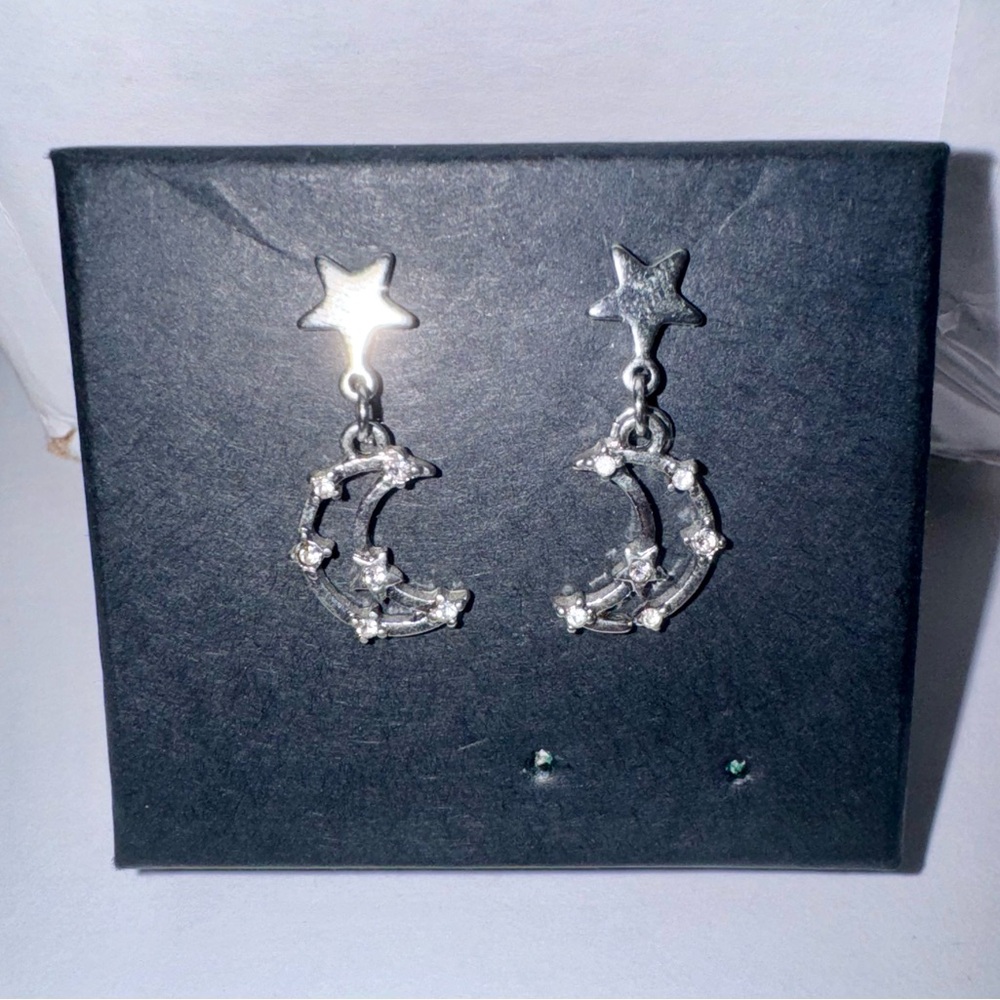 silver star and moon earrings